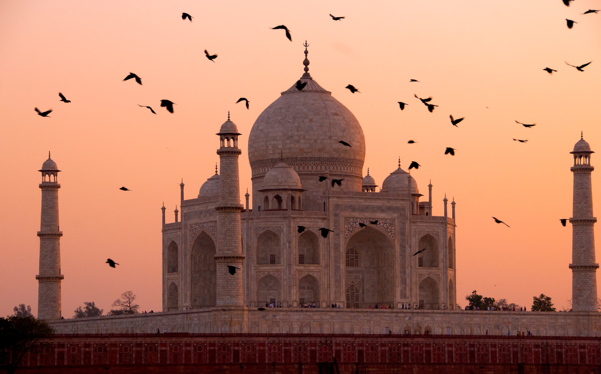 Taj Mahal scenic sunset view in Agra, India